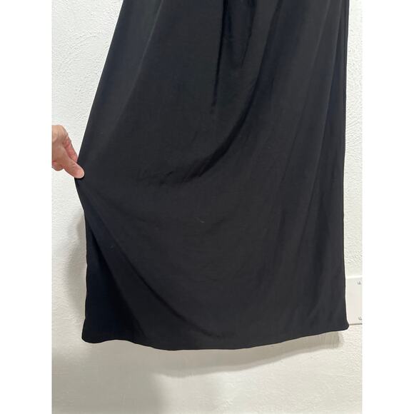 VTG Maxi Ruched Side Old Hollywood Glam Dress 38/40 Black Stunning Romantic - Picture 9 of 16